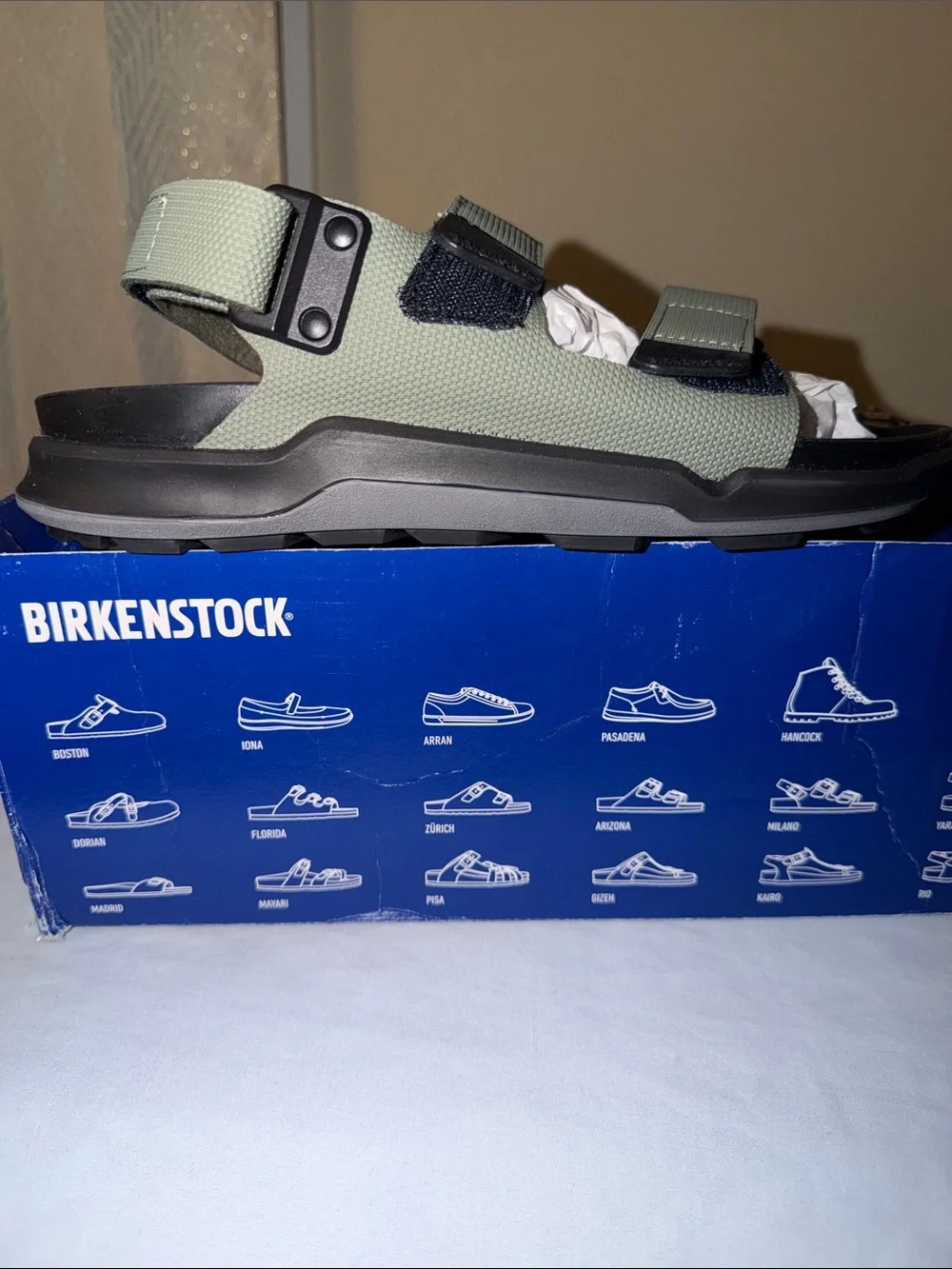 Birkenstock Men's Olive and Black Outdoor Strapped Sandals